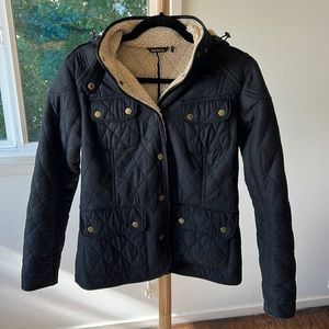 Excellent condition shearling lined black Barbour coat